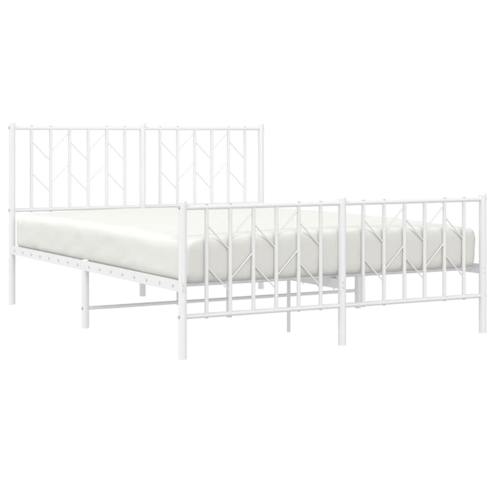 Cadru pat metalic cu tăblie de cap/picioare-, alb, 135x190 cm - WALTI WALTI