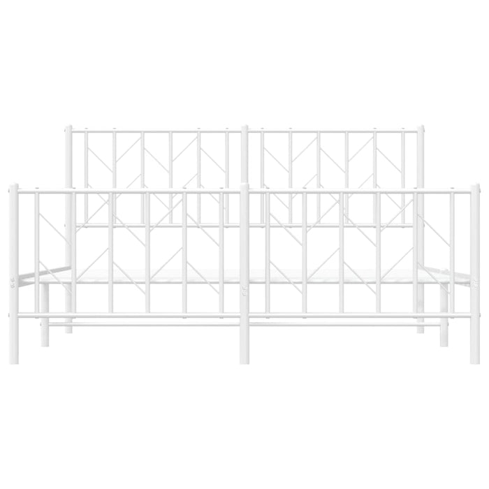 Cadru pat metalic cu tăblie de cap/picioare-, alb, 150x200 cm - WALTI WALTI