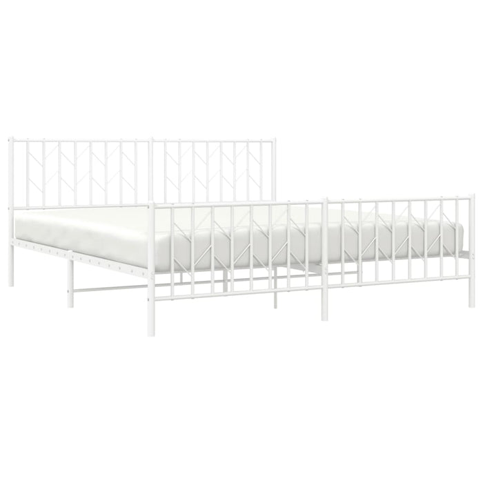 Cadru pat metalic cu tăblie de cap/picioare-, alb, 183x213 cm - WALTI WALTI