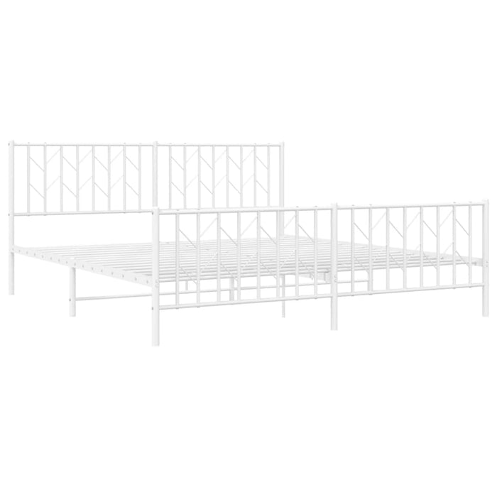 Cadru pat metalic cu tăblie de cap/picioare-, alb, 183x213 cm - WALTI WALTI