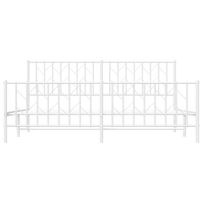 Cadru pat metalic cu tăblie de cap/picioare-, alb, 183x213 cm - WALTI WALTI