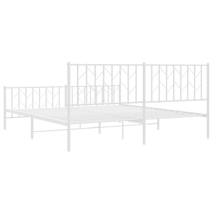 Cadru pat metalic cu tăblie de cap/picioare-, alb, 183x213 cm - WALTI WALTI