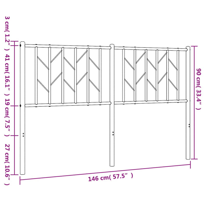 Tăblie de pat metalică, alb, 140 cm - WALTI WALTI