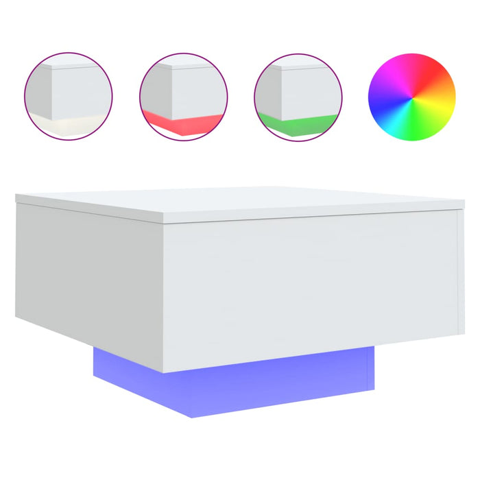 Măsuță de cafea cu lumini LED, alb, 55x55x31 cm - WALTI WALTI