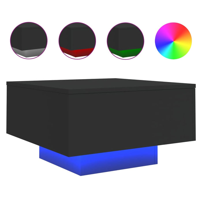 Măsuță de cafea cu lumini LED, negru, 55x55x31 cm - WALTI WALTI