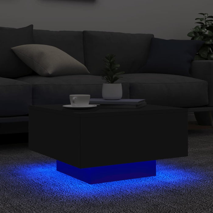 Măsuță de cafea cu lumini LED, negru, 55x55x31 cm - WALTI WALTI