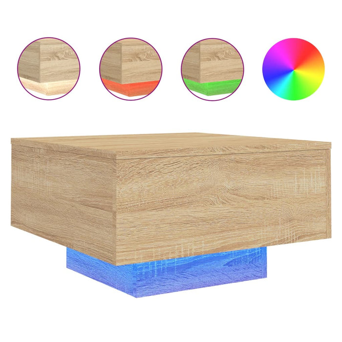 Măsuță de cafea cu lumini LED, stejar sonoma, 55x55x31 cm - WALTI WALTI