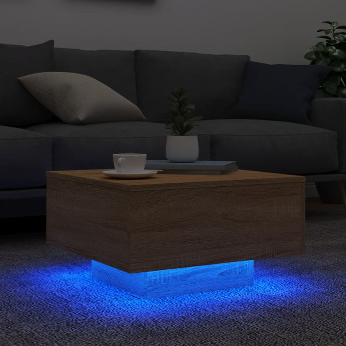 Măsuță de cafea cu lumini LED, stejar sonoma, 55x55x31 cm - WALTI WALTI
