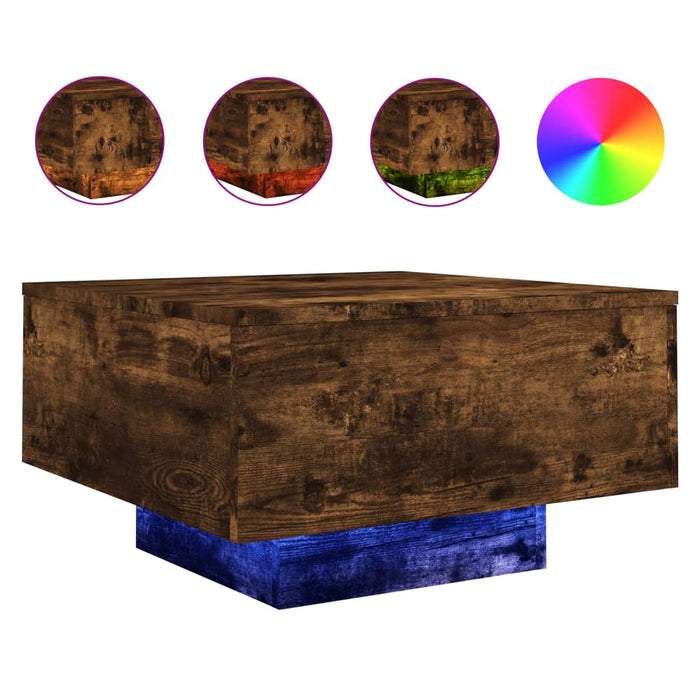 Măsuță de cafea cu lumini LED, stejar fumuriu, 55x55x31 cm - WALTI WALTI