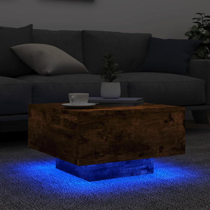 Măsuță de cafea cu lumini LED, stejar fumuriu, 55x55x31 cm - WALTI WALTI