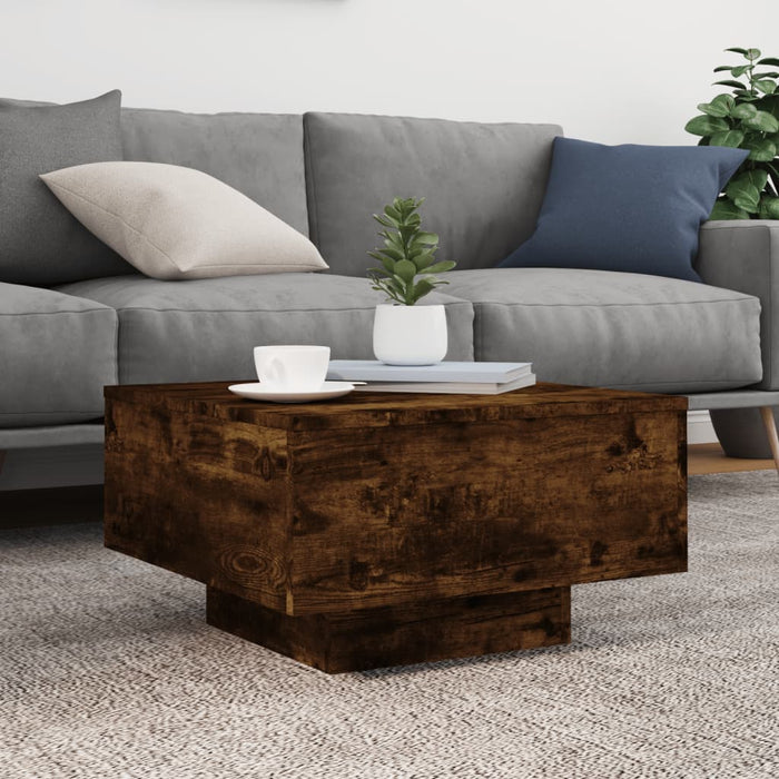 Măsuță de cafea cu lumini LED, stejar fumuriu, 55x55x31 cm - WALTI WALTI