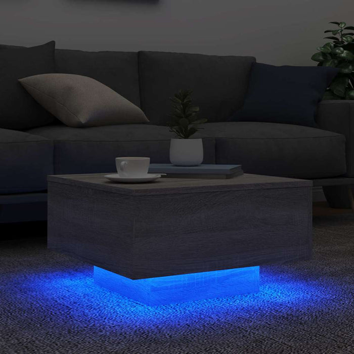 Măsuță de cafea cu lumini LED, gri sonoma, 55x55x31 cm - WALTI WALTI