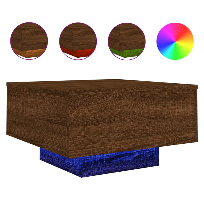 Măsuță de cafea cu lumini LED, stejar maro, 55x55x31 cm - WALTI WALTI