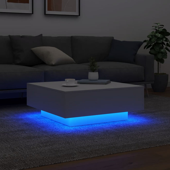 Măsuță de cafea cu lumini LED, alb, 80x80x31 cm - WALTI WALTI