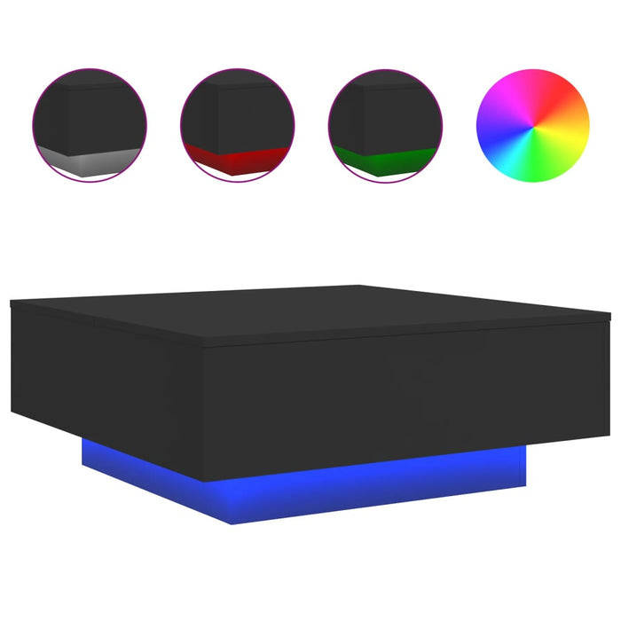 Măsuță de cafea cu lumini LED, negru, 80x80x31 cm - WALTI WALTI