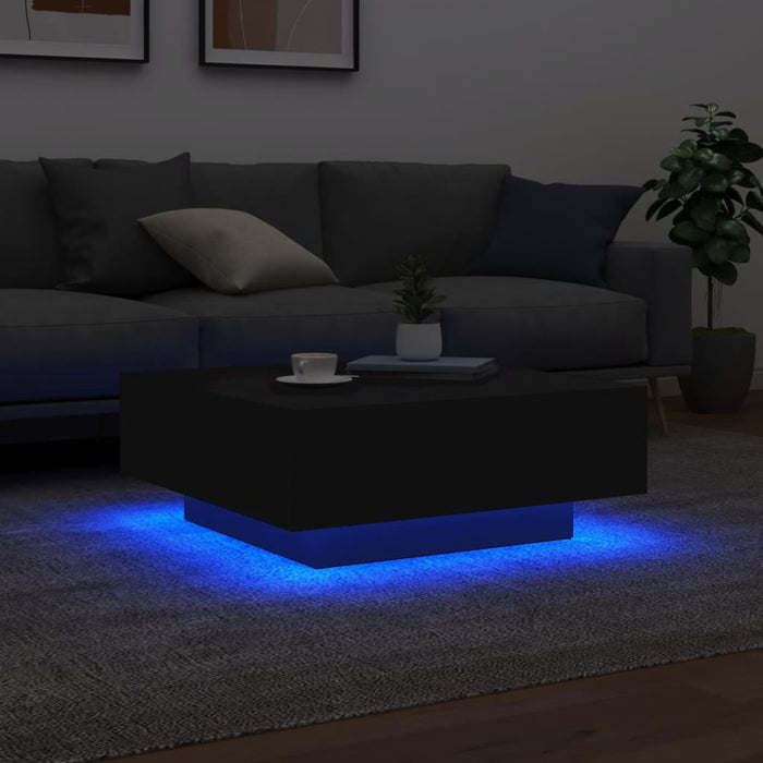 Măsuță de cafea cu lumini LED, negru, 80x80x31 cm - WALTI WALTI