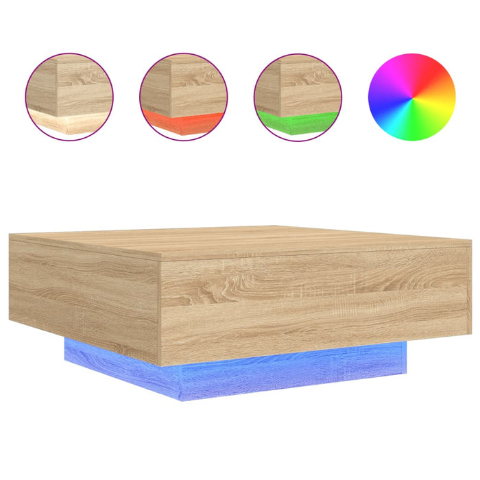 Măsuță de cafea cu lumini LED, stejar sonoma, 80x80x31 cm - WALTI WALTI