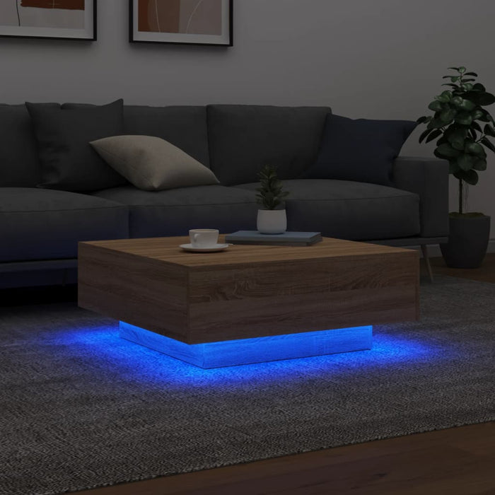 Măsuță de cafea cu lumini LED, stejar sonoma, 80x80x31 cm - WALTI WALTI