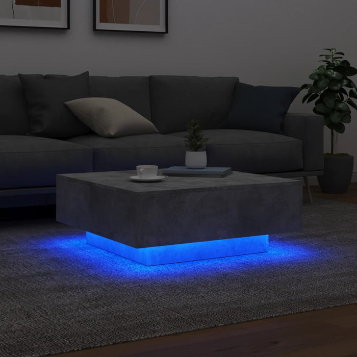 Măsuță de cafea cu lumini LED, gri beton, 80x80x31 cm - WALTI WALTI