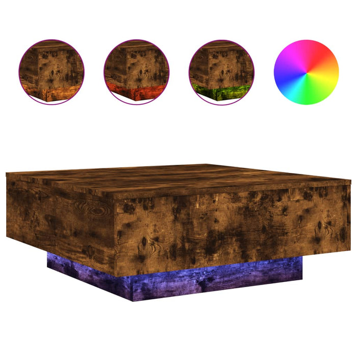 Măsuță de cafea cu lumini LED, stejar fumuriu, 80x80x31 cm - WALTI WALTI