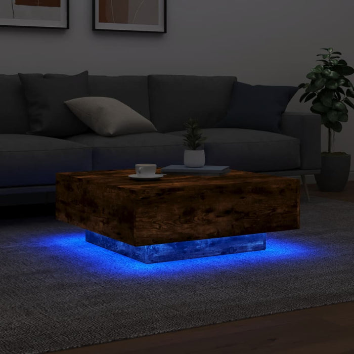 Măsuță de cafea cu lumini LED, stejar fumuriu, 80x80x31 cm - WALTI WALTI