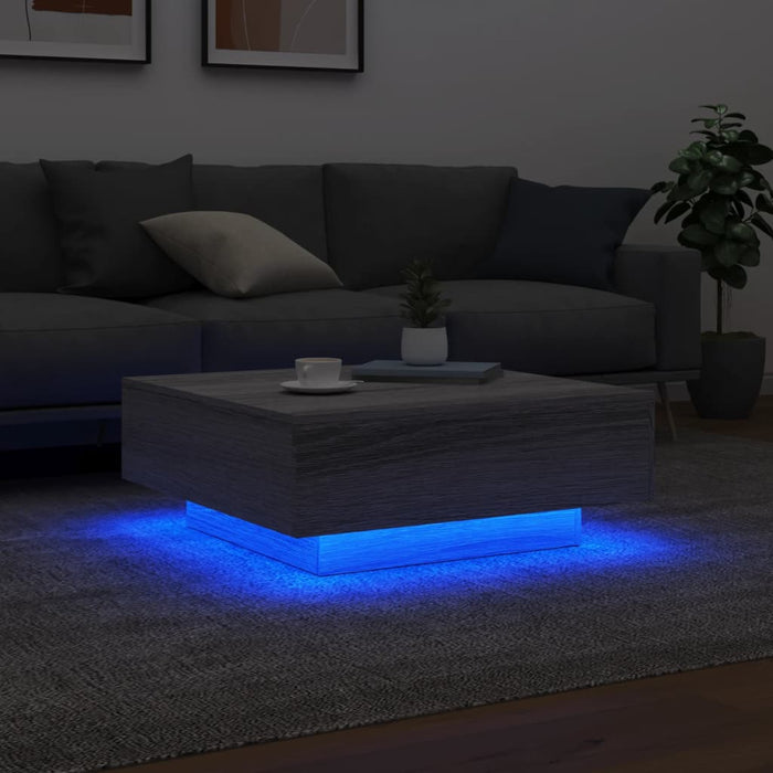 Măsuță de cafea cu lumini LED, gri sonoma, 80x80x31 cm - WALTI WALTI