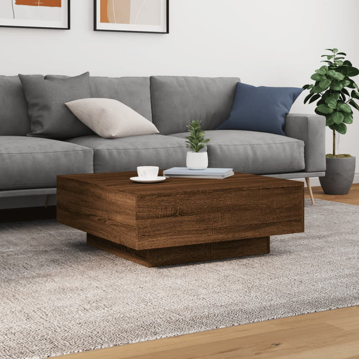 Măsuță de cafea cu lumini LED, stejar maro, 80x80x31 cm WALTI