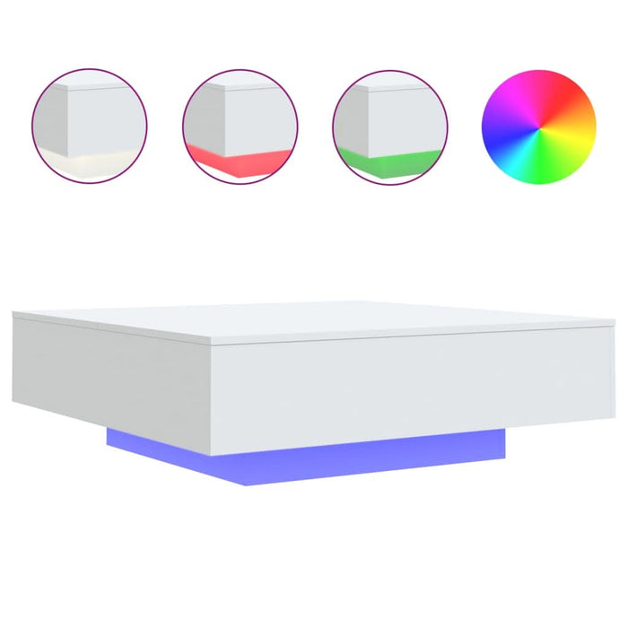 Măsuță de cafea cu lumini LED, alb, 100x100x31 cm - WALTI WALTI