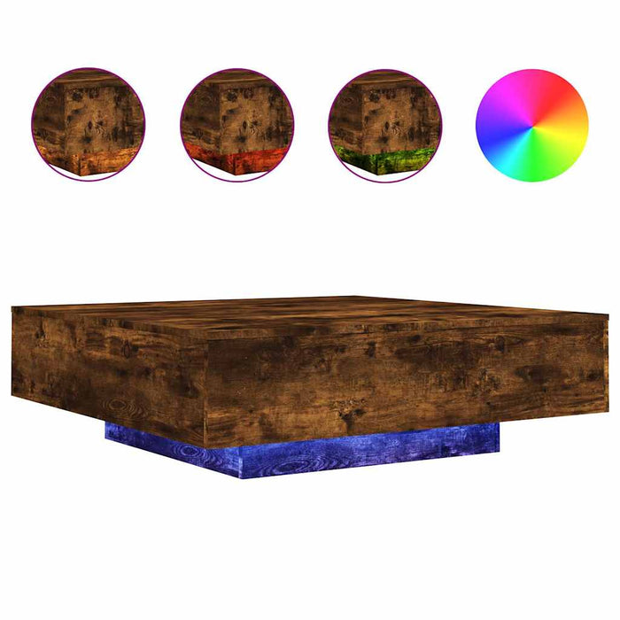 Măsuță de cafea cu lumini LED, stejar fumuriu, 100x100x31 cm - WALTI WALTI