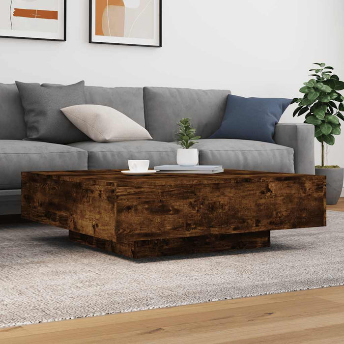 Măsuță de cafea cu lumini LED, stejar fumuriu, 100x100x31 cm - WALTI WALTI