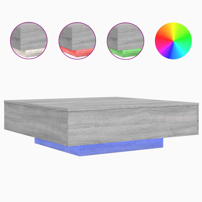 Măsuță de cafea cu lumini LED, gri sonoma, 100x100x31 cm - WALTI WALTI