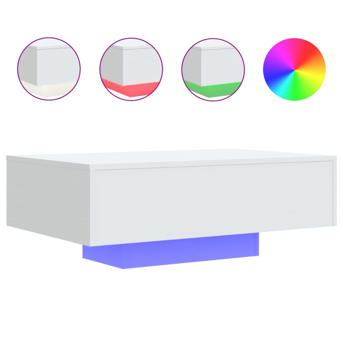Măsuță de cafea cu lumini LED, alb, 85x55x31 cm - WALTI WALTI