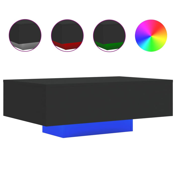 Măsuță de cafea cu lumini LED, negru, 85x55x31 cm - WALTI WALTI