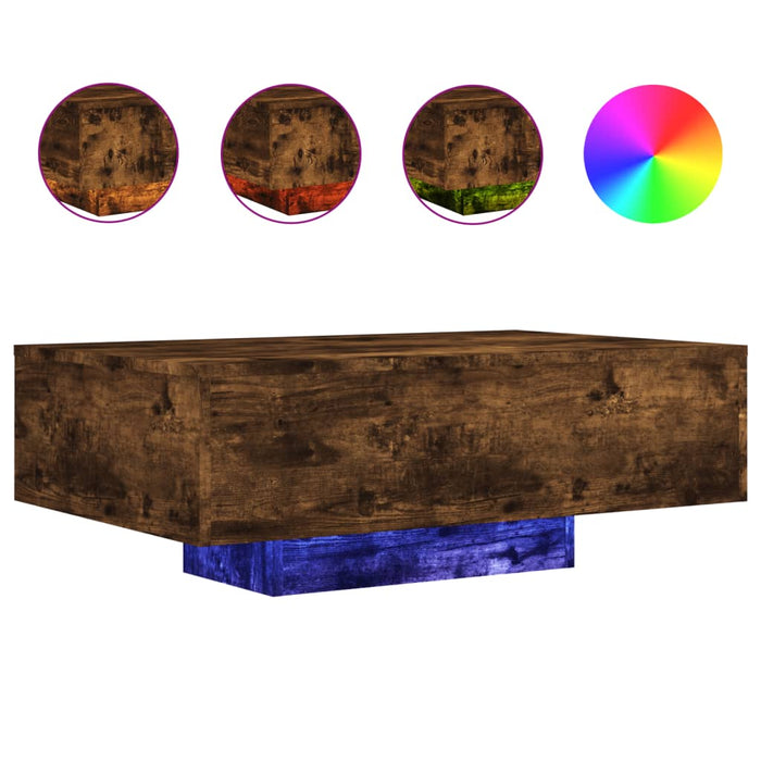 Măsuță de cafea cu lumini LED, stejar fumuriu, 85x55x31 cm - WALTI WALTI