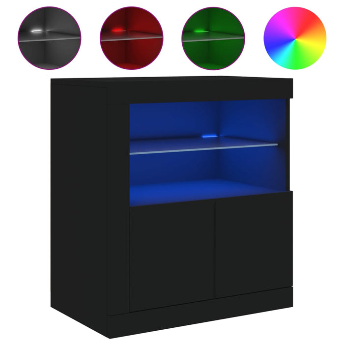 Servantă cu lumini LED, negru, 60,5x37x67 cm WALTI