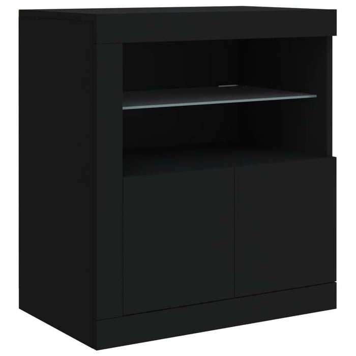 Servantă cu lumini LED, negru, 60,5x37x67 cm WALTI