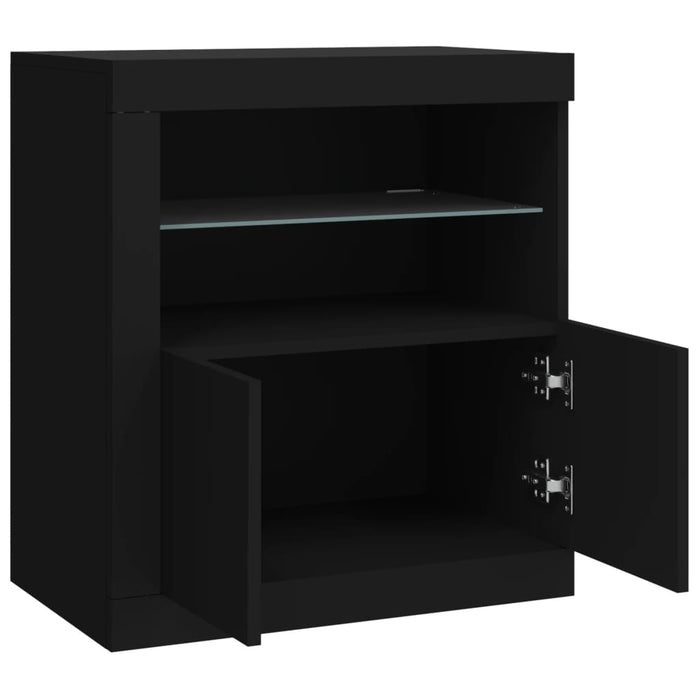 Servantă cu lumini LED, negru, 60,5x37x67 cm WALTI