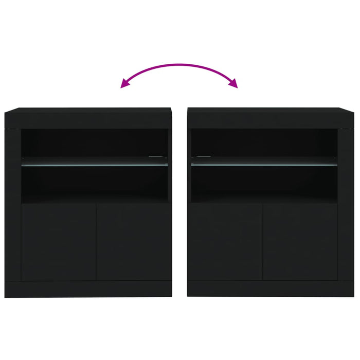 Servantă cu lumini LED, negru, 60,5x37x67 cm WALTI