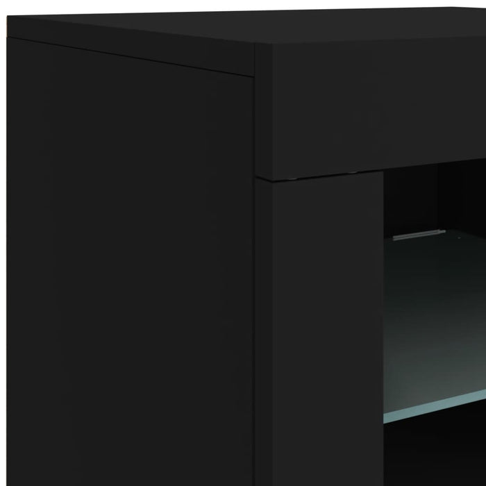 Servantă cu lumini LED, negru, 60,5x37x67 cm WALTI