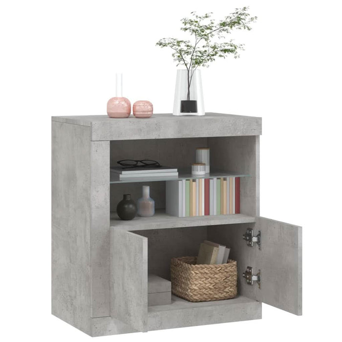 Servantă cu lumini LED, gri beton, 60,5x37x67 cm - WALTI WALTI