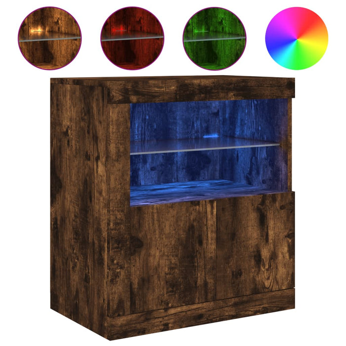Servantă cu lumini LED, stejar fumuriu, 60,5x37x67 cm - WALTI WALTI