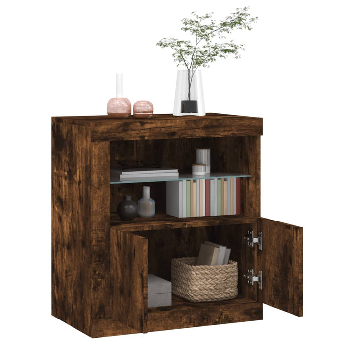 Servantă cu lumini LED, stejar fumuriu, 60,5x37x67 cm - WALTI WALTI