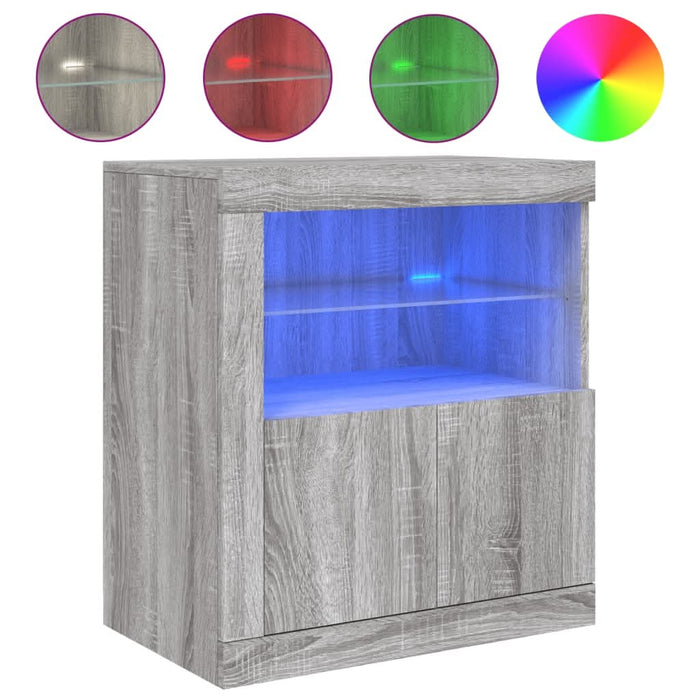 Servantă cu lumini LED, gri sonoma, 60,5x37x67 cm - WALTI WALTI