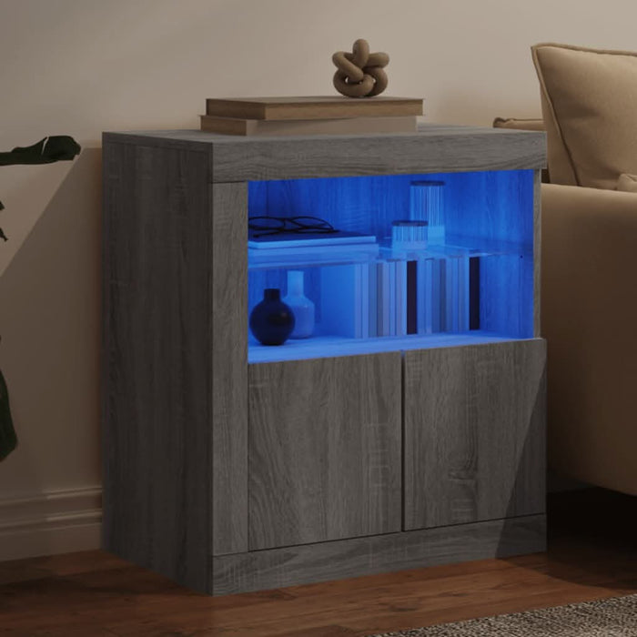 Servantă cu lumini LED, gri sonoma, 60,5x37x67 cm - WALTI WALTI