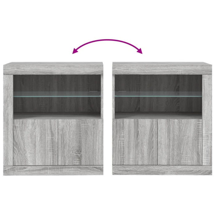 Servantă cu lumini LED, gri sonoma, 60,5x37x67 cm - WALTI WALTI