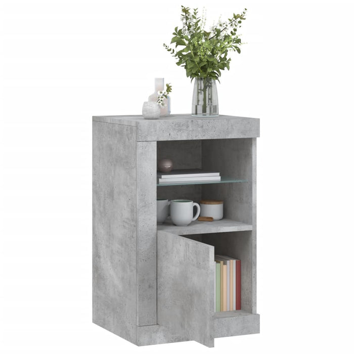 Dulapuri laterale cu lumini LED 2 buc. gri beton lemn prelucrat - WALTI WALTI