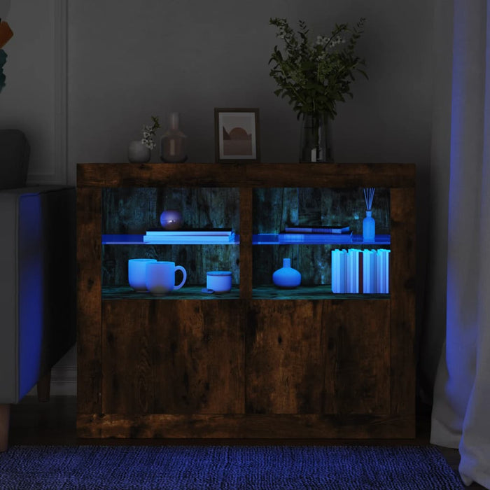 Dulapuri laterale cu lumini LED 2 buc. stejar fumuriu - WALTI WALTI