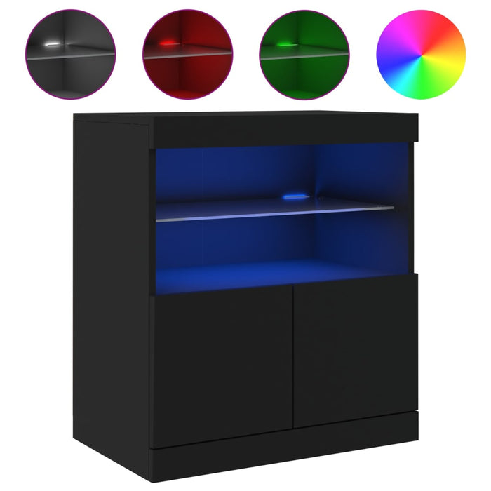 Servantă cu lumini LED, negru, 60x37x67 cm WALTI
