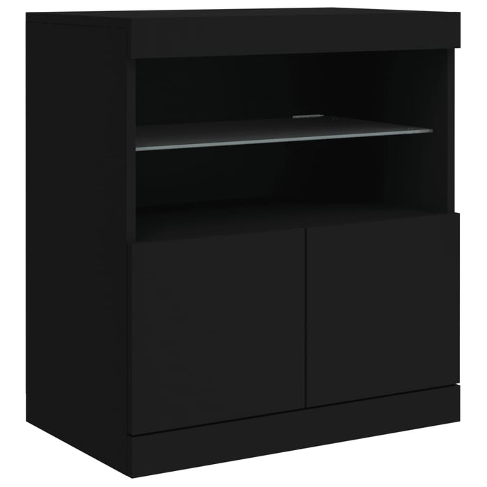 Servantă cu lumini LED, negru, 60x37x67 cm WALTI