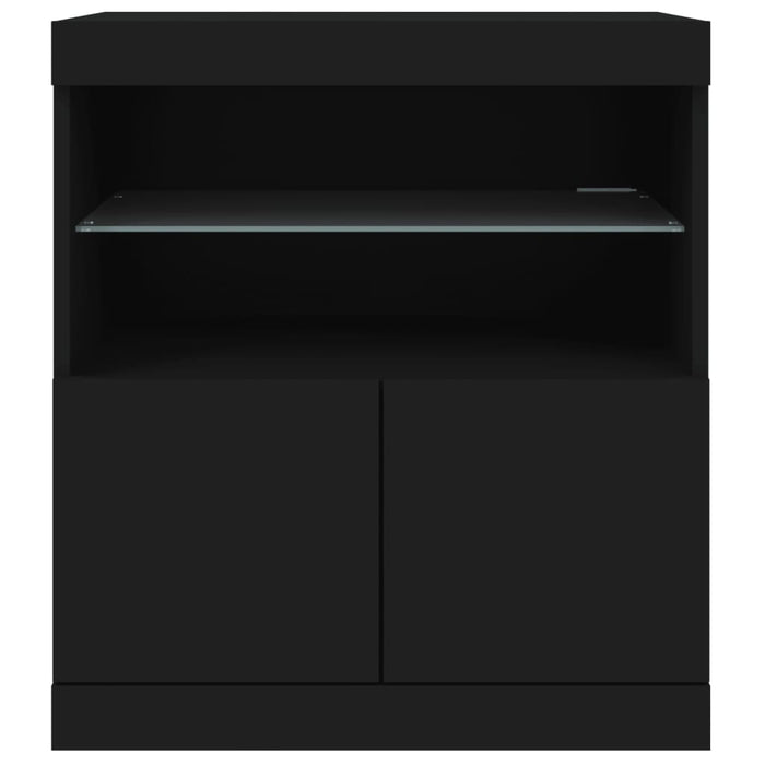 Servantă cu lumini LED, negru, 60x37x67 cm WALTI